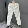 LOR MALE Simple White Casual Pants Men's Summer Trendy Brand Slim Straight Pants Spring Autumn Men's Nine Points Business Cotton Elast...
