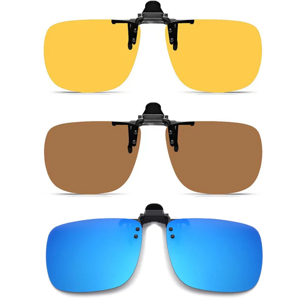 LOR MALE Polarized Sunglasses Men Clip On Yellow Lenses Night Vision Rimless Rectangle Sun Glasses Anti-glare UV400 Goggles 2026 Eyepiece