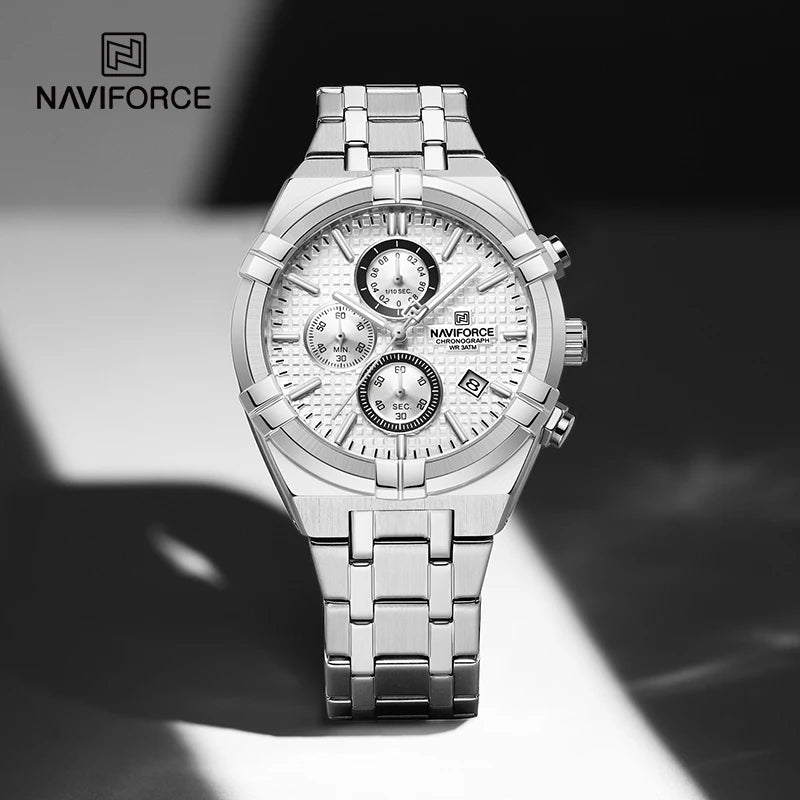 LOR MALE NAVIFORCE Business Men's Quartz Chronograph Elegant Wild Waterproof Date Display Male Wristwatch High Quality Man Watches NF8042