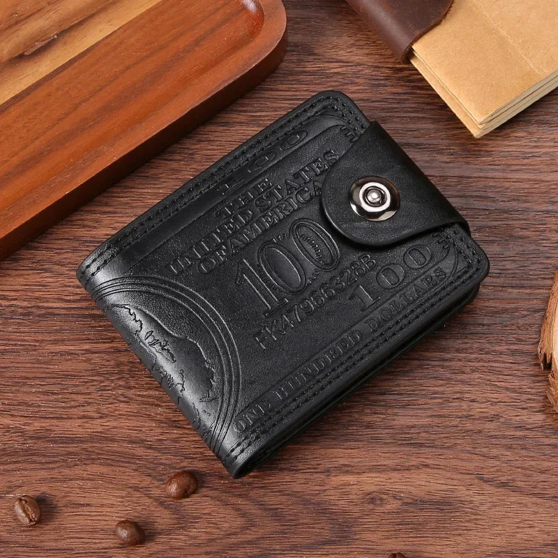 LOR MALE Men's Wallets  Dollar PatternWallet Male Leather Walet Photo Card HolderFashion Large Capacity Wallet Purse Bag