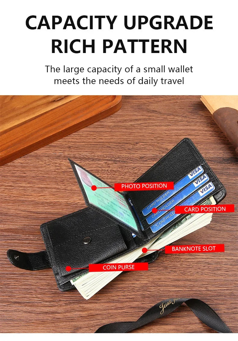 LOR MALE Vintage Wallet Leather Short Hasp Man Wallets Casual Durable Coin Pouch
