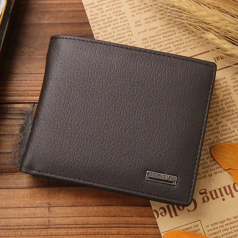LOR MALE Genuine Leather Mens Wallet Premium Product Real Cowhide Wallets For Man Short Black Walet Portefeuille Homme Short Purses
