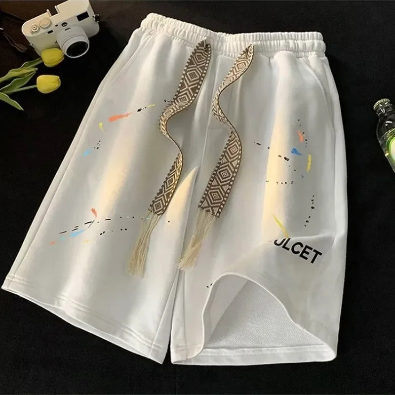 LOR MALE Men Shorts Casual Short Pants Oversize Size Beach Shorts Fun Letters Ring