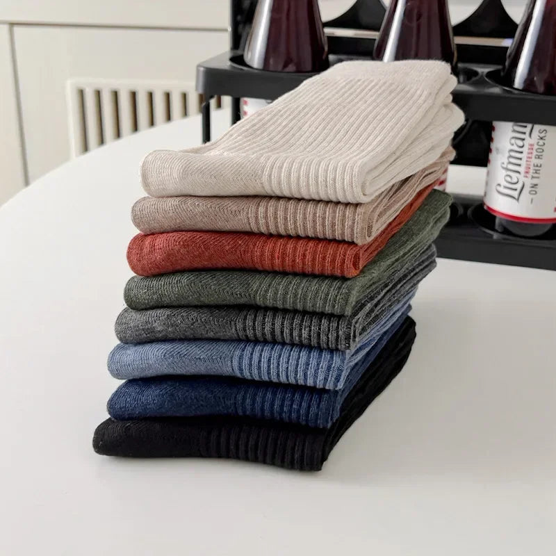 LOR MALE Socks Casual Men Business Male Breathable Elastic Cotton Long Socks Solid
