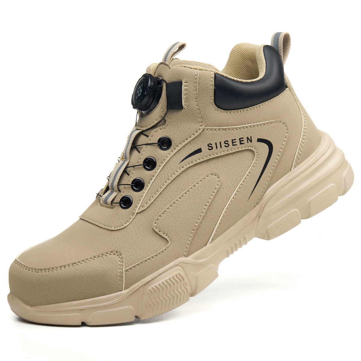 LOR MALE Safety shoes for men, anti-smashing steel toe, anti-puncture Kevlar, button-up mid-top men's work boots, industrial safety boots