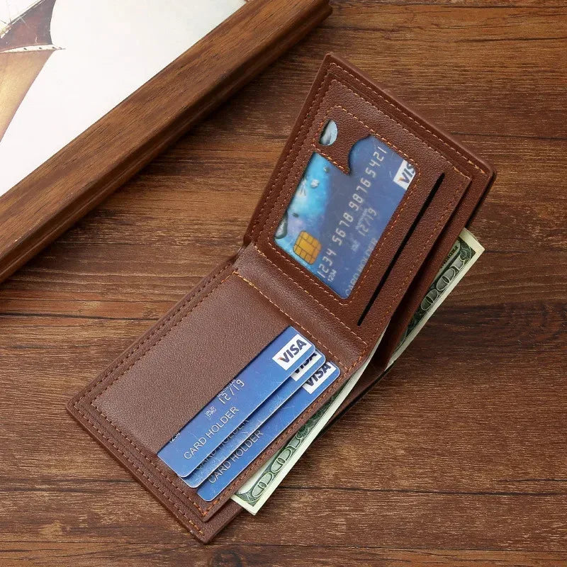 LOR MALE leather short wallet thin wallet foldable minimalist soft leather wallet