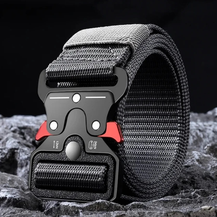 LOR MALE Men's Belt Outdoor Hunting Tactics Belt Multi functional Buckle Nylon Belt High Quality Marine Corps Canvas Belt
