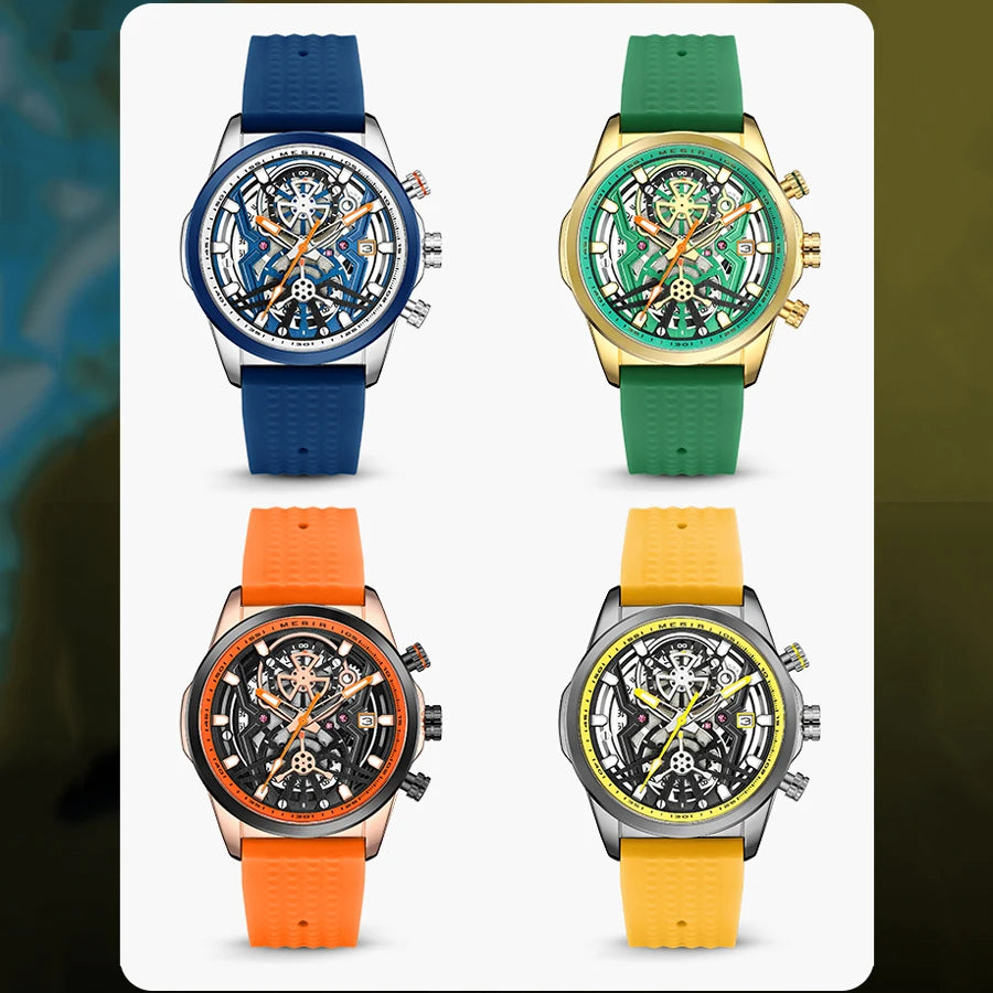 LOR MALE Sport Chronograph Watches Top Luxury Brand MEGIR Quartz Waterproof Man WristWa