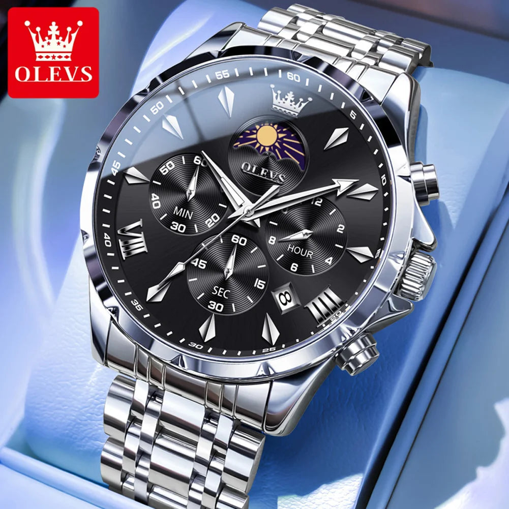 LOR MALE OLEVS 3653 Mans Watch Multifunctional Chronograph Quartz Watch Moon Phase Watc 2