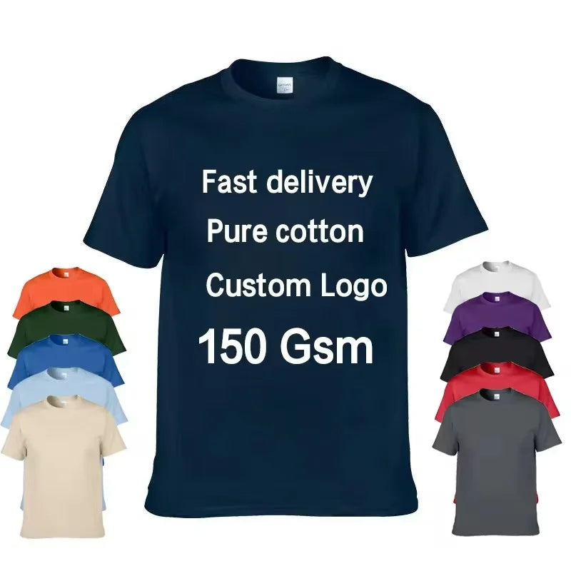 LOR MALE Men's T-shirt - 100% Pure Cotton, Round-Neck, Short-Sleeved, High-Quality, Loose-Fitting, Casual, Solid Color, Custom Printed An