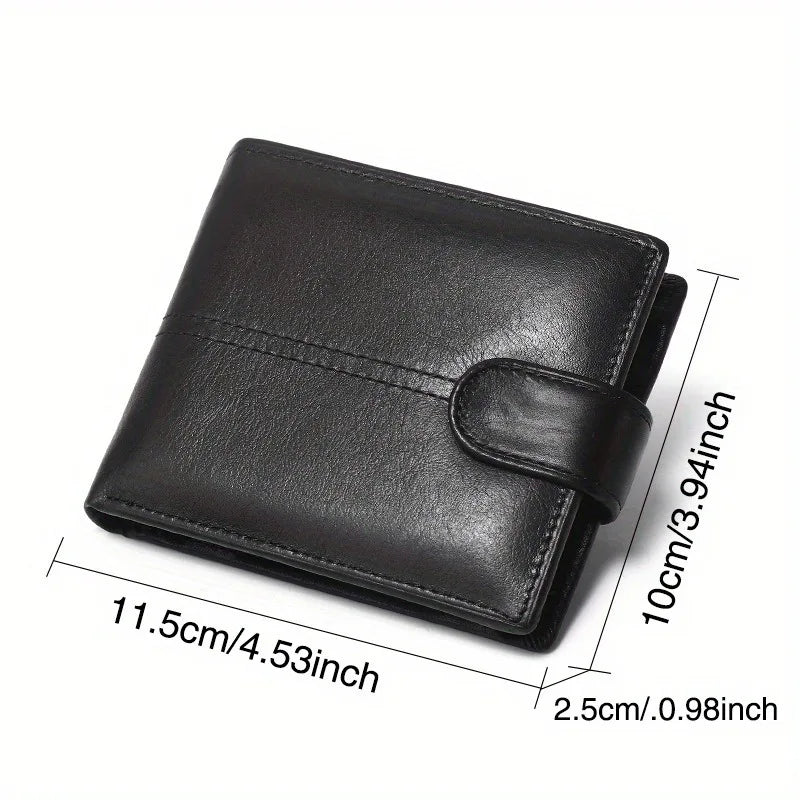 LOR MALE Genuine Leather Wallet, Rfid Anti-Theft Brush, Anti-Magnetic, Short Coin Purse