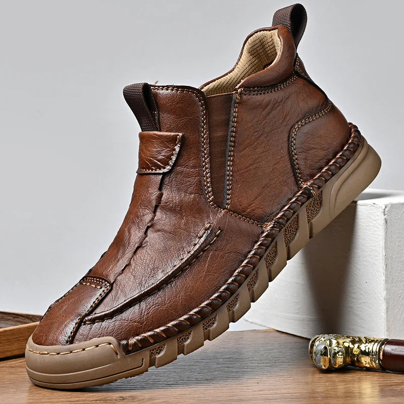 LOR MALE Men Boots Handmade Casual Shoes Genuine Leather Ankle Boots Comfortable Winter Shoes High Top Sneakers Luxury Footwear Men Shoes