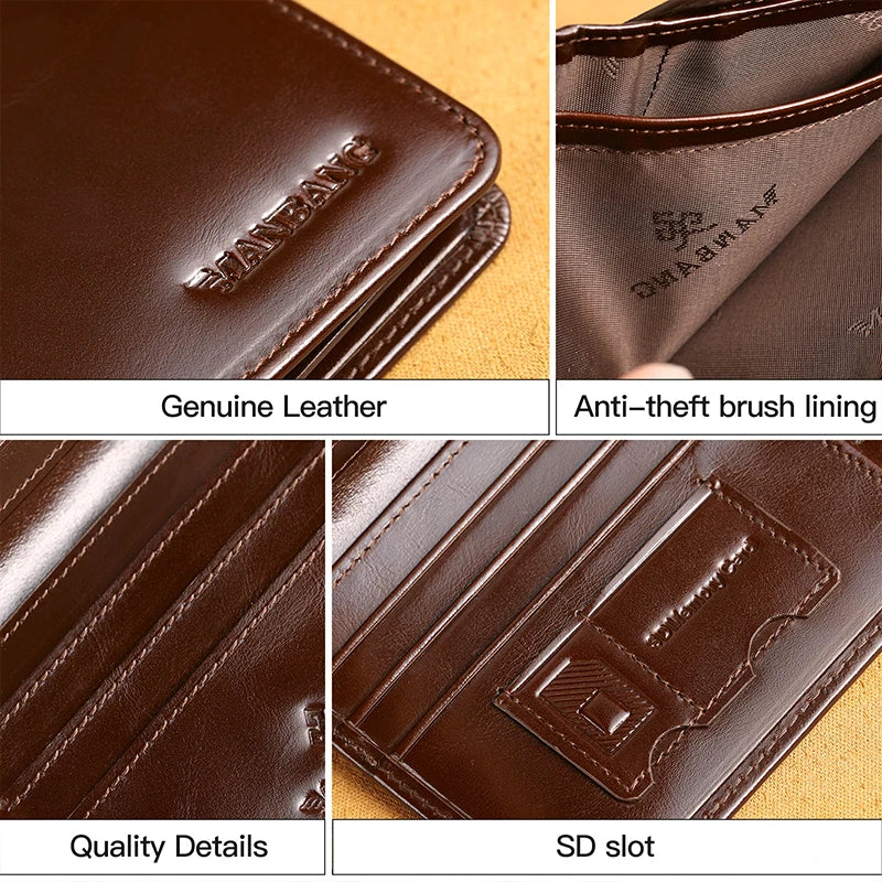 LOR MALE ManBang Classic Style Wallet Genuine Leather Men Wallets Short Male Purse