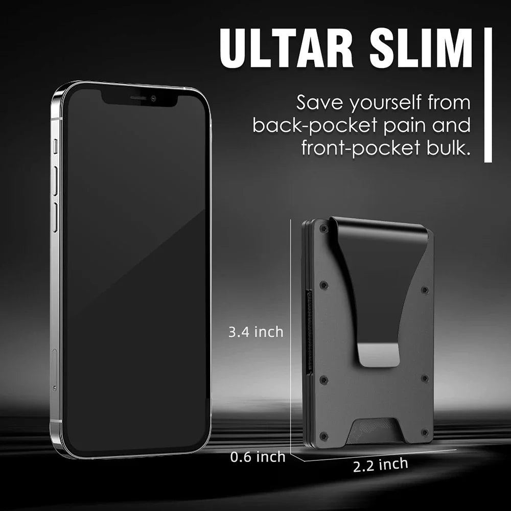 LOR MALE Minimalist Wallet for Men- Slim Aluminum Metal Money Clip Wallet with Clear ID Card Holder, Slim Wallet for Men Holds Up 15 Card