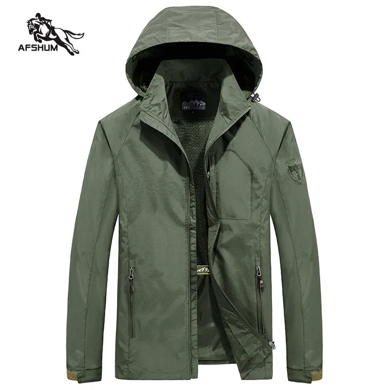 LOR MALE Jacket Men's Spring Autumn New Men Jacket Solid Color Hooded Jackets Casual Coat Men's Business Coats Size M-6XL 7XL Hat Detacha