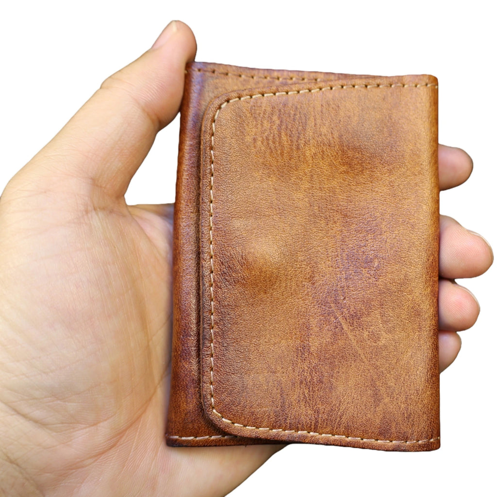 LOR MALE Genuine Cowhide Leather Wallet Women Vintage Handmade Short Small Wallets Comp