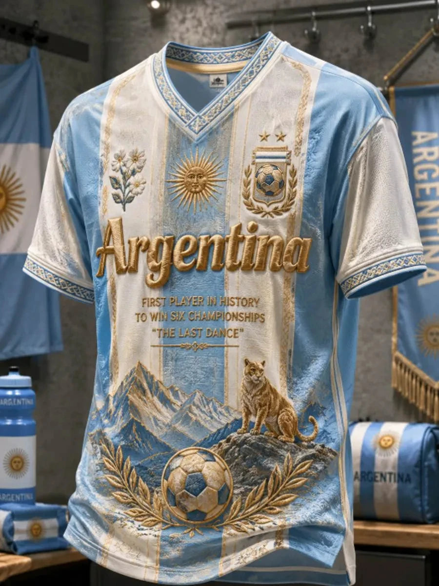 Argentina Style Football Jersey T Shirt Men Women Sports Top Quick Dry Breathable Short Sleeve Casual Outdoor Summer Wear Tee