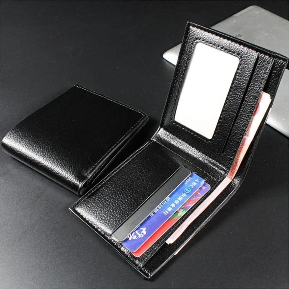 LOR MALE Wallet Genuine Leather Men Wallets Real Cowhide Wallets Short Black Walet