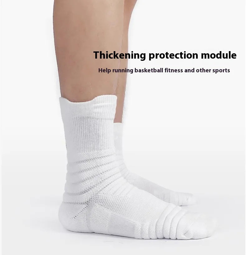 LOR MALE Men's Mid Tube Sports Socks, Badminton Running, Outdoor Socks, Woolen Socks, Sweat Absorbing and Anti Slip Basketball Socks