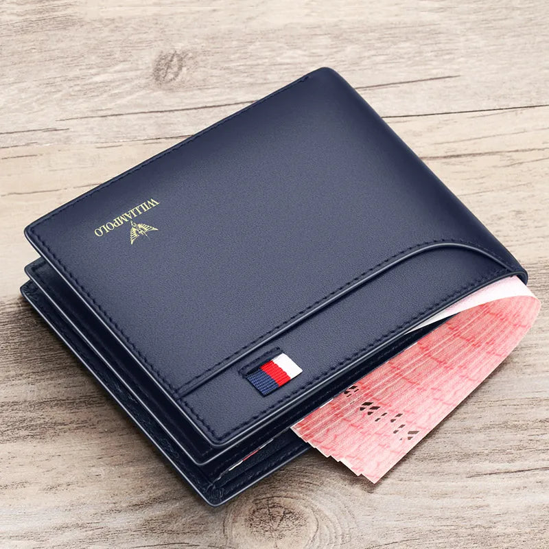 LOR MALE WILLIAMPOLO Men Leather Wallets Small Money Purses Design Dollar Price Top Men Thin Wallet Business Short Wallet For Men