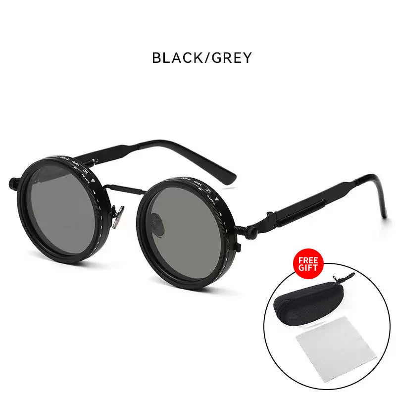 LOR MALE Polarized Round Sunglasses ND9 Adjustable Dimming Sun Glasses Steampunk Men Women Retro Punk Fishing Eyewear Outdoor With Case