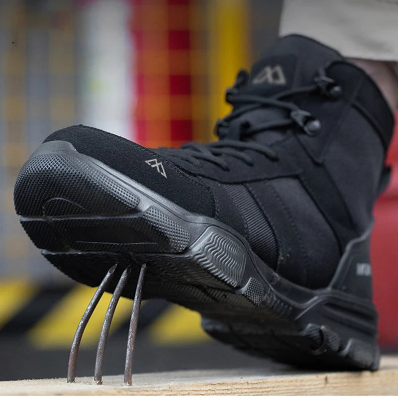 LOR MALE Steel Toe Work Boots Indestructible Safety Shoes Men Women Non Slip Work Shoes Male Tactical Boots Lightweight Protective Shoes