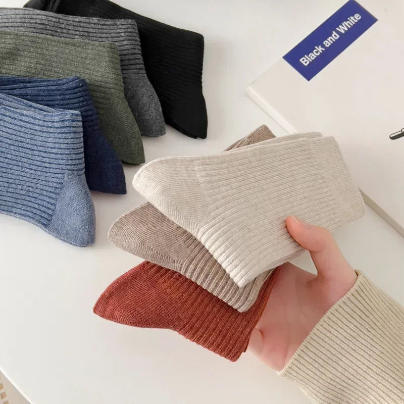 LOR MALE Socks Casual Men Business Male Breathable Elastic Cotton Long Socks Solid
