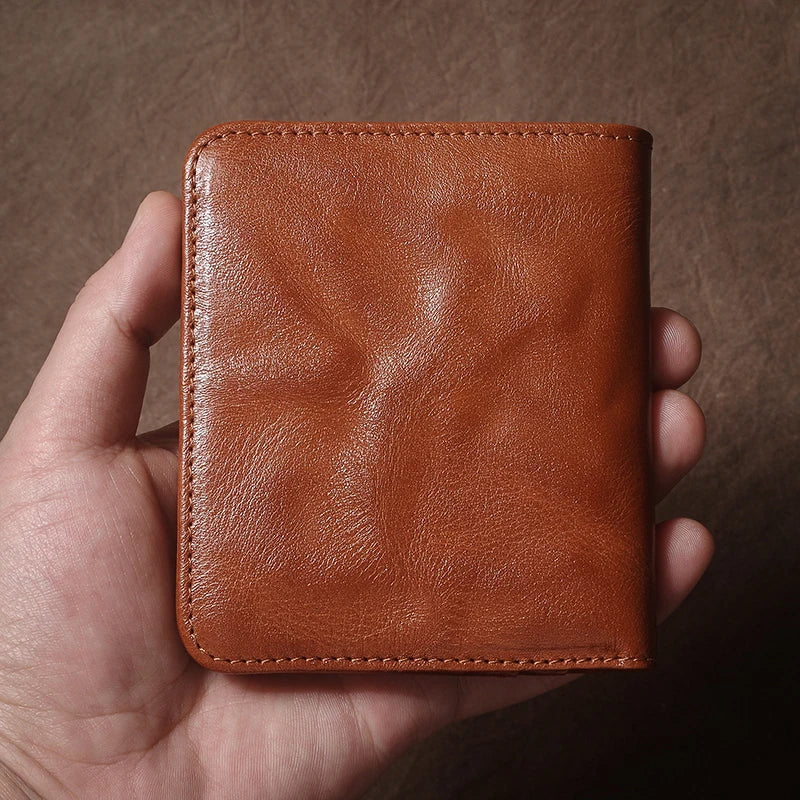 LOR MALE GURO Genuine Leather Wallet High Quality Multi-Card Slots Ultra Slim Lightweight Credit Card Holder Men Women Bifold Money Clip