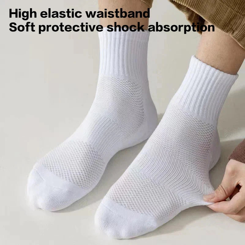 LOR MALE Men's Thick Bottom Sweat Absorbing and Breathable Sports Socks with Bottom Cushion for Running Professional Sports Men's Socks