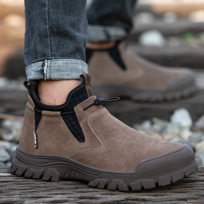 LOR MALE Safety Shoes Men's Working Boots Steel Toe Shoes For Men Anti-Puncture Boots Indestructible Work Shoes Outdoor Safety Boots
