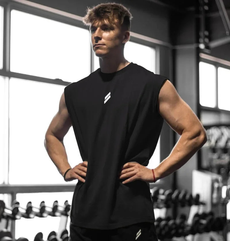 LOR MALE Sleeveless T-shirt Men Quick-drying Fitness Bodybuilding Shirt Male Fashion Basketball Vest Mesh Breathable Summer Gym Tank Men