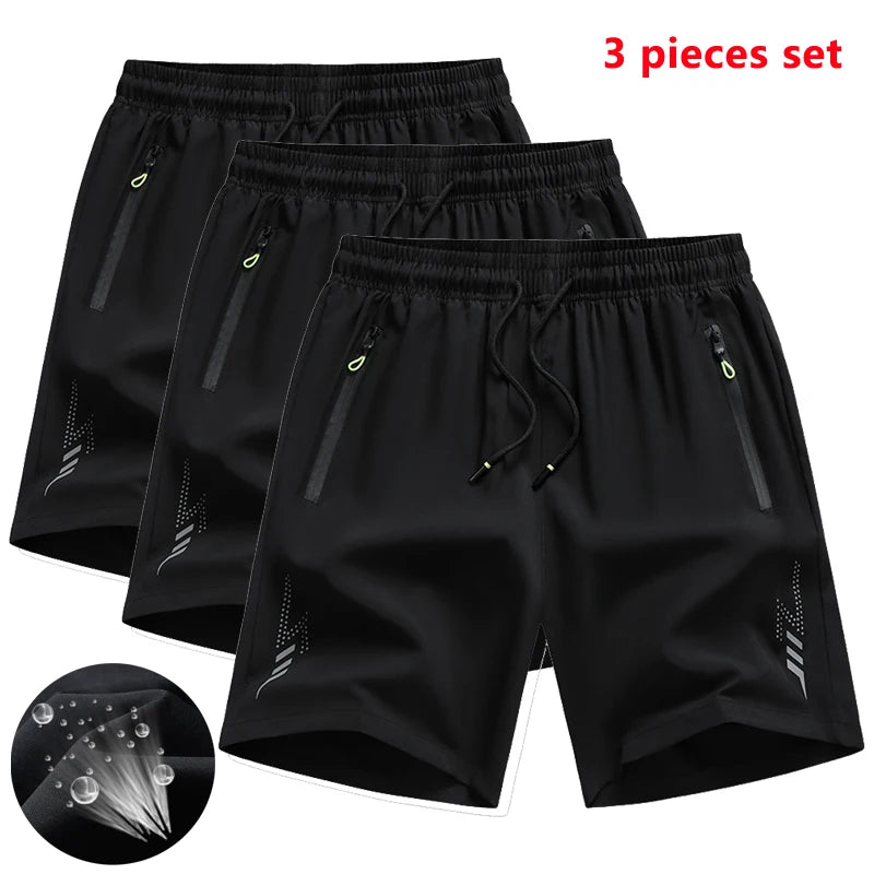 LOR MALE 3 Pieces New Running Shorts Men Gym Sports Shorts Quick Dry Workout Training Fitness Jogging Short Pants Man Summer Board Shorts