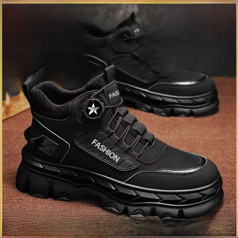 LOR MALE Men's High-Top  Boots Autumn New Style Casual Sports Fashion Shoes Thick Bottom Heightening Anti-Slip Outdoor Workwear
