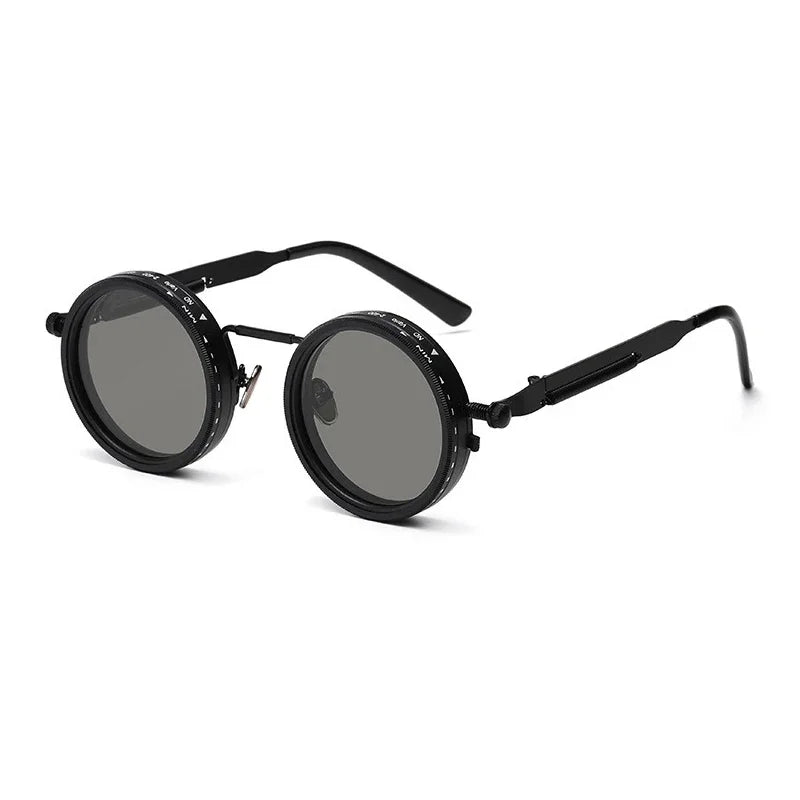 LOR MALE Polarized Round Sunglasses Men ND9 Adjustable Dimming Sun Glasses Women Retro Punk Fishing Eyeglasses Outdoor Shades UV400