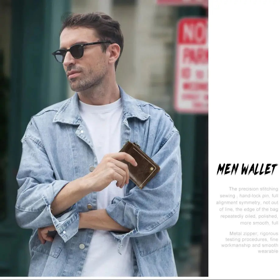 LOR MALE Crackle Oil Leather Short Bifold Wallets Men Quality Male Removable Wallet with airtag Clutch Slim Coin Pocket Card Holder Purse