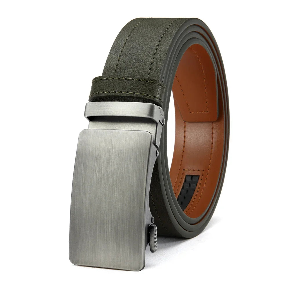 LOR MALE Men's Belt Metal Luxury Brand Automatic Buckle High-quality PU Leather High-quality Men's Business Casual Belt Multi-color