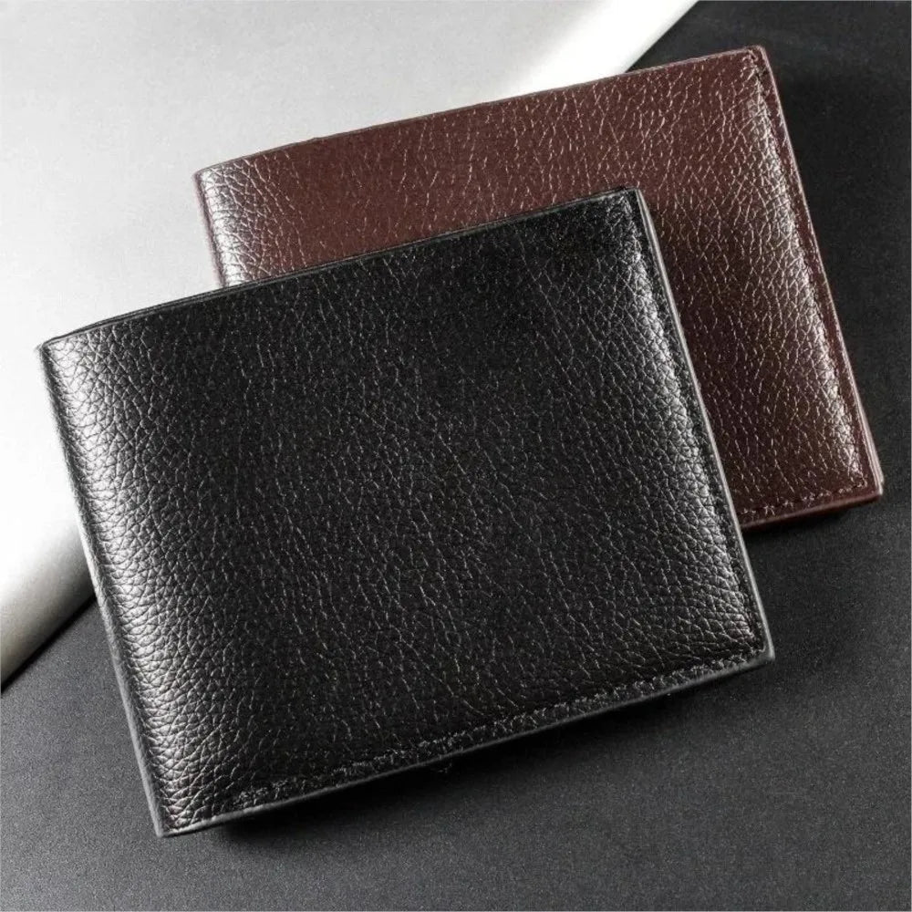 LOR MALE Wallet Genuine Leather Men Wallets Real Cowhide Wallets Short Black Walet