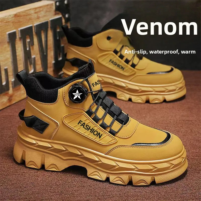 LOR MALE Men's High-Top  Boots Autumn New Style Casual Sports Fashion Shoes Thick Bottom Heightening Anti-Slip Outdoor Workwear