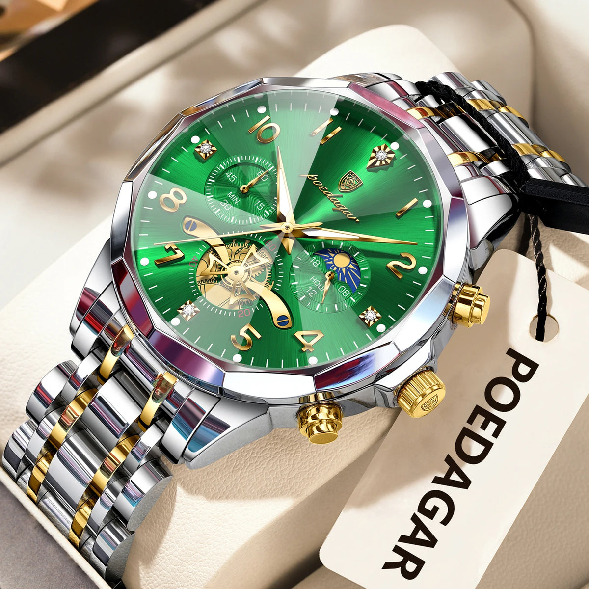 LOR MALE POEDAGAR Luxury High Quality Man Wristwatch Chronograph Stainless Steel Quartz Men's Watches Waterproof Luminous Men Clock Reloj