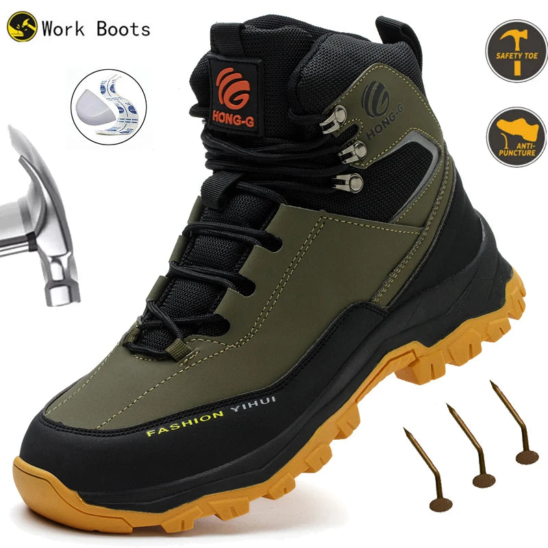 LOR MALE Steel Toe Cap Shoes For Men Work Boots Puncture-Proof Work Safety Shoes Non-Slip Protective Shoes Male Footwear Sneakers