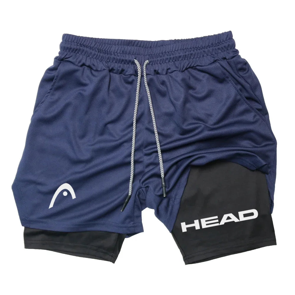 LOR MALE Anime Berserk Head Running Shorts Men Fitness Gym Training 2 in 1 Sports Quick Dry Workout Jogging Double Deck Summer