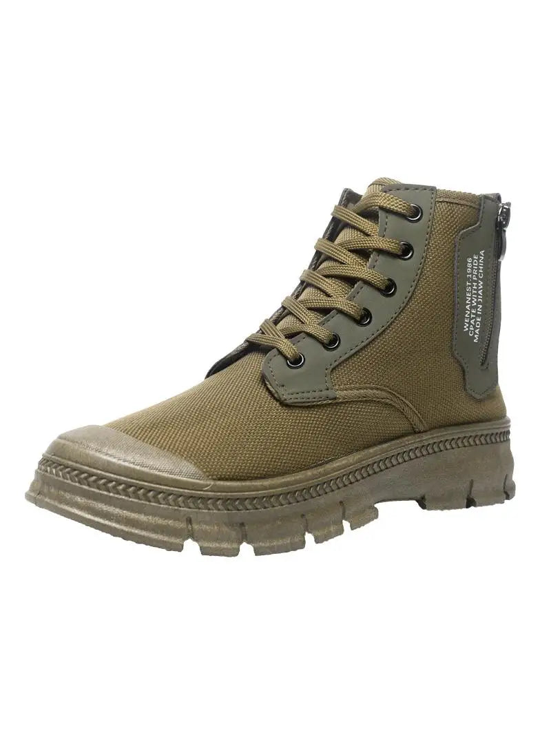 LOR MALE Men's Work Boots Breathable Anti-Odor High Top Side Zipper Anti-Slip Wear-Resistant  Boot Construction Mountain Work Shoes