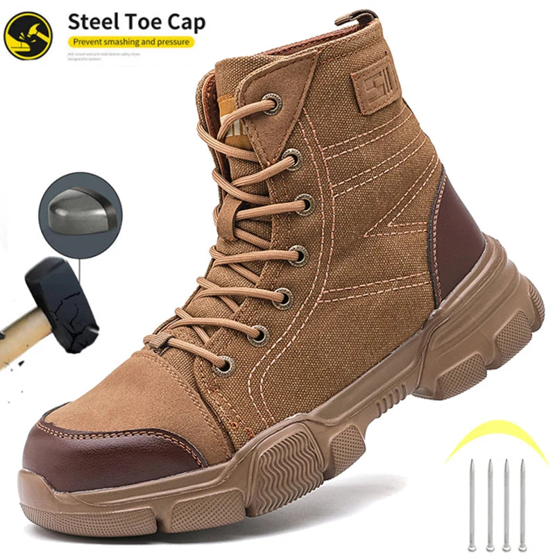 LOR MALE Safety Protective Boots Work Safety Shoes Men Safety Boots Anti-puncture Work Shoes New Steel Toe Shoe Indestructible Shoes