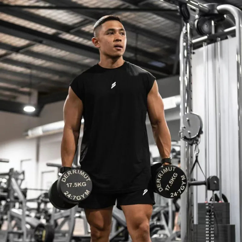 LOR MALE Sleeveless T-shirt Men Quick-drying Fitness Bodybuilding Shirt Male Fashion Basketball Vest Mesh Breathable Summer Gym Tank Men