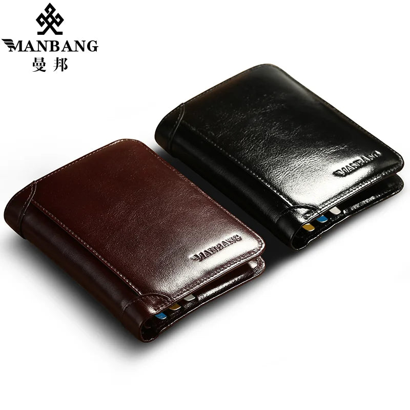 LOR MALE ManBang Classic Style Wallet Genuine Leather Men Wallets Short Male Purse