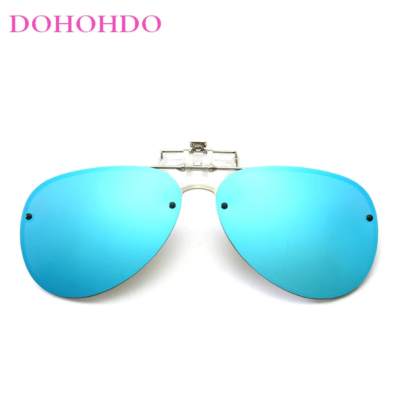 LOR MALE Men Polarizing Clips Sunglasses Women Flip Up Metal Pilot Driver Goggles