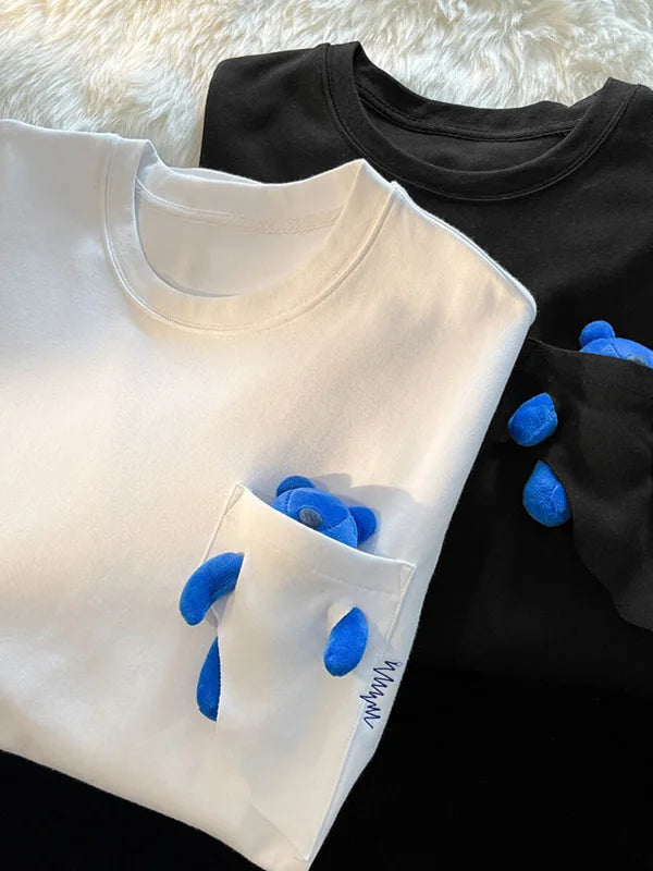 LOR MALE Trendy Brand Casual Short Sleeve T-Shirt Men Summer Thin Minimalist Design Sense Leisure Half Sleeve Creative Interest