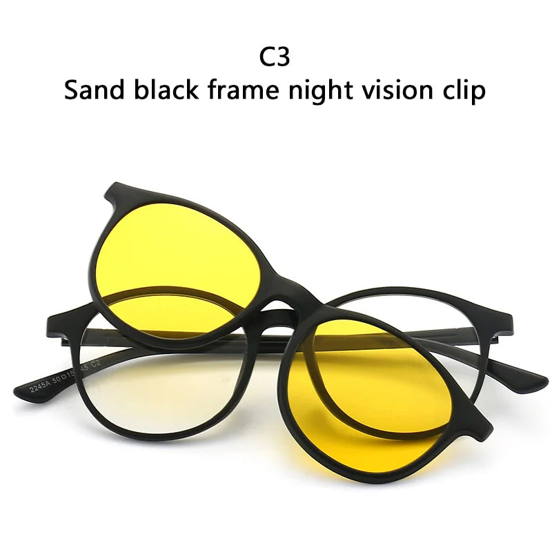 LOR MALE Polarized Sunglasses Men Women 2 In 1 Magnetic Clip On Glasses TR90 Optical Prescription Eyewear Frames Eyeglasses
