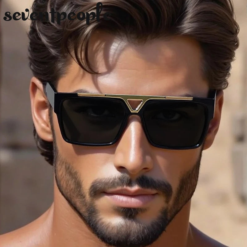 LOR MALE Polarized Classic Square Punk Sunglasses Men 2026 Luxury Brand Vintage Steampunk Driving Sunglass For Male Trendy Outdoor Shade