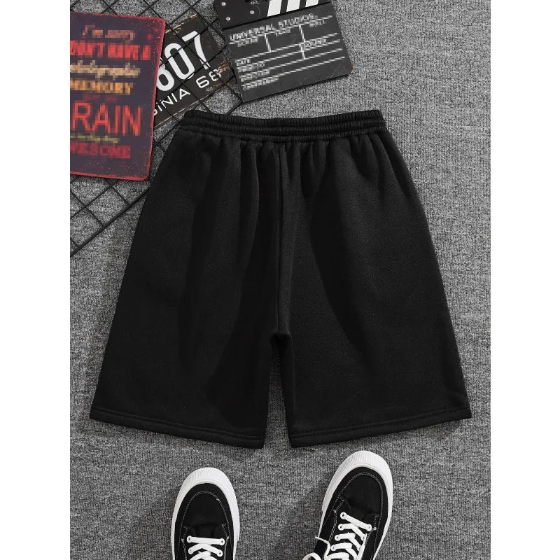 LOR MALE Men's Casual Shorts, Black and White, Fashionable and Versatile, Sporty Style. Summer New Shorts Suitable for Both Men and Women